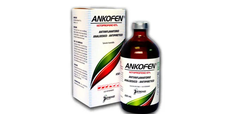 Frasco de ANKOFEN: Solución Inyectable Antiinflamatoria y Analgésica para Mascotas y Ganado