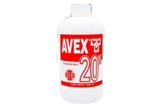 Botella de AVEX 20% X 1000 ML: Antimicrobiano soluble para aves.