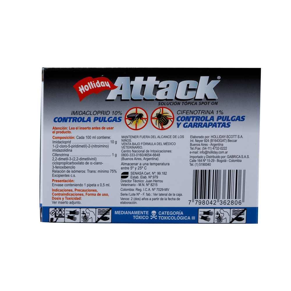 Antiparasitario Externo para Perro Attack x 0,5ml (0 a 5 Kg)