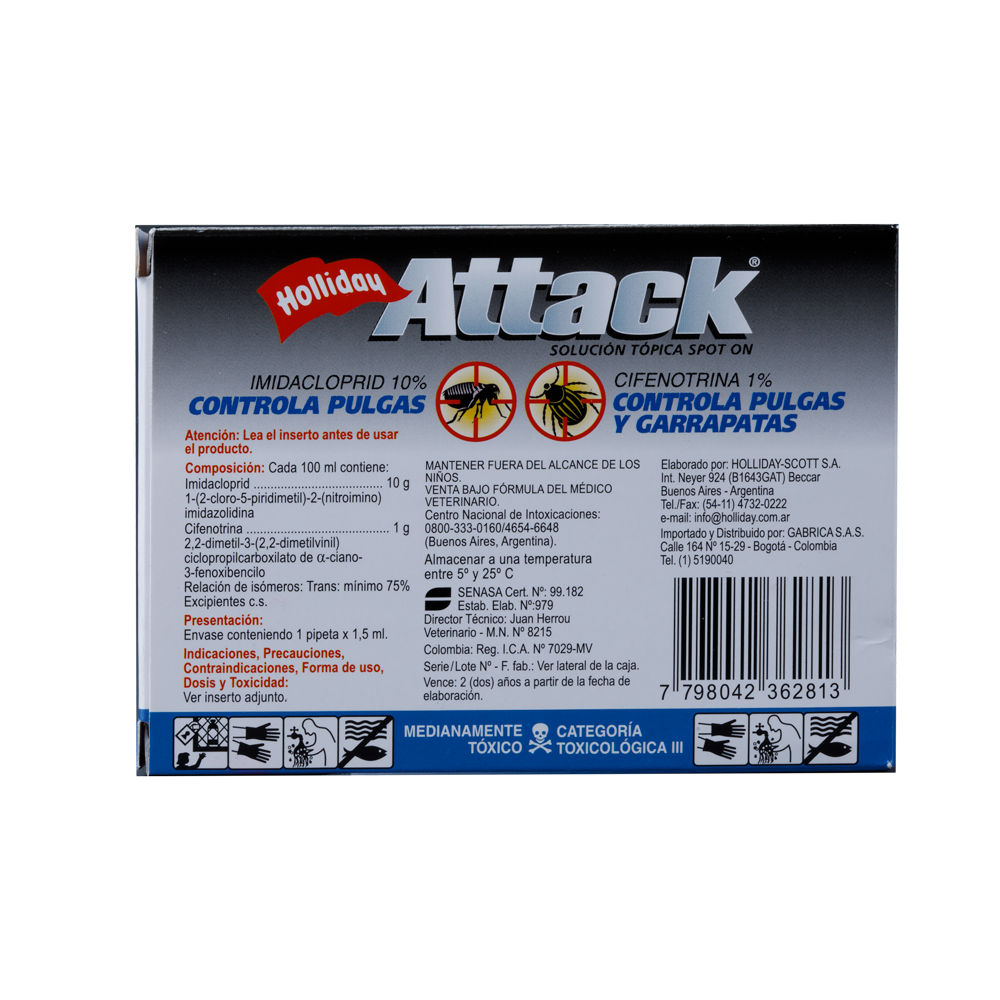 Antiparasitario Externo para Perro Attack x 1,5 ml (5 a 15 Kg)