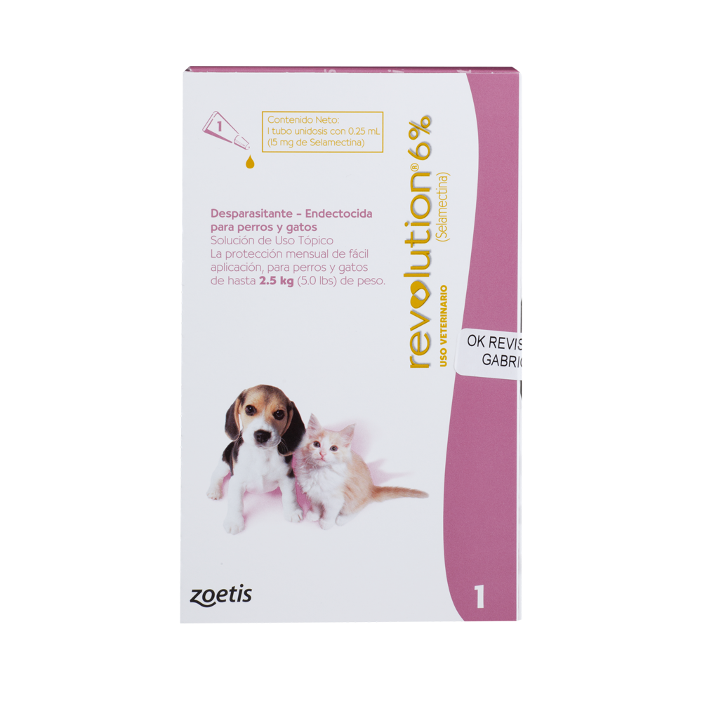 Antiparasitario Revolution Perro y Gato 6% x 0,25ml (Hasta 2,5 Kg)