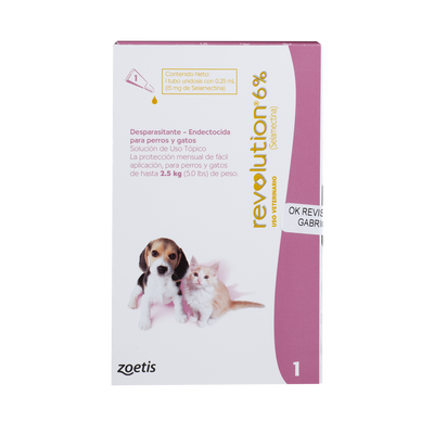 Antiparasitario Revolution Perro y Gato 6% x 0,25ml (Hasta 2,5 Kg)