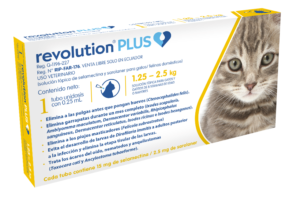 Antiparasitario Revolution Plus Gatos x 0,25ml (1,25 Kg a 2,5 Kg)