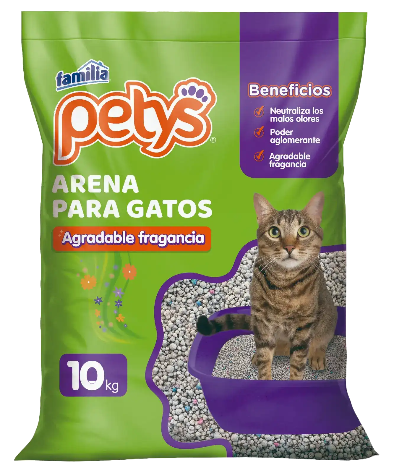 Arena para Gatos Petys 10kg - Control de Olores y Menos Polvo