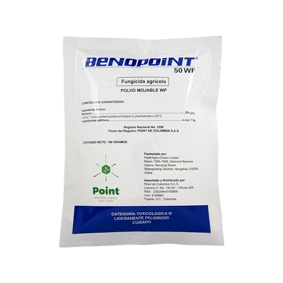 Envase de Benopoint SB X 100 gr, fungicida sistémico para cultivos, protección integral contra hongos.