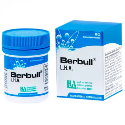 Envase de BERBULL LHA X 60 TABLETAS, medicamento homeopático para el tratamiento renal.