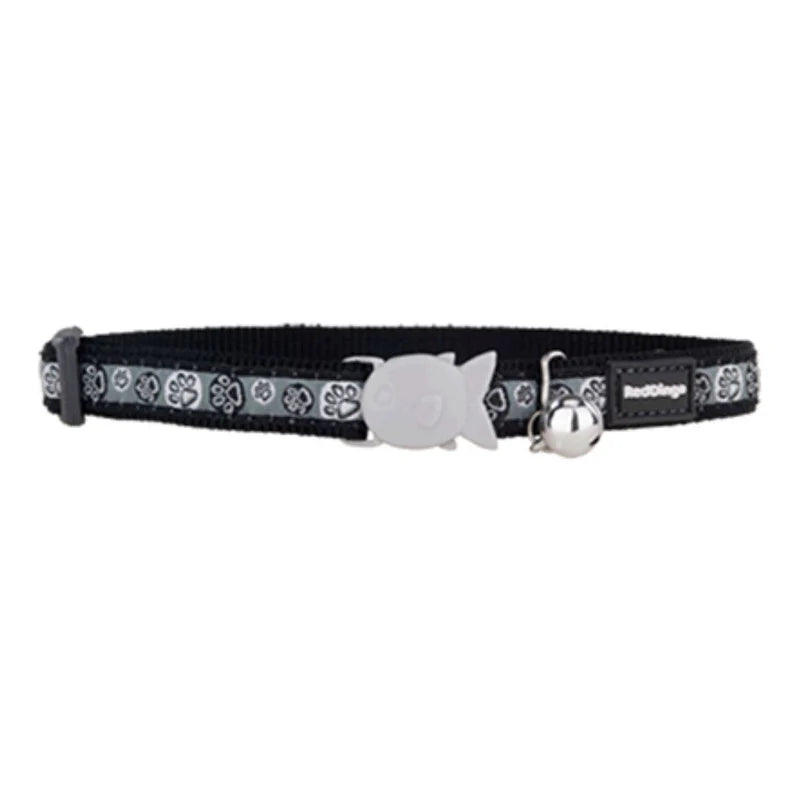 Collar para Gatos Paws de Red Dingo, con clip pez de seguridad y cascabel integrado