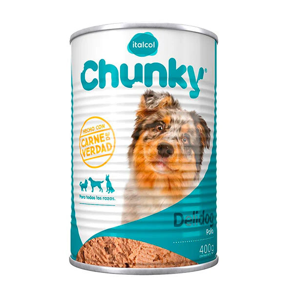 Chunky Comida Húmeda para Perro Delidog Lata Pollo x 400 gr