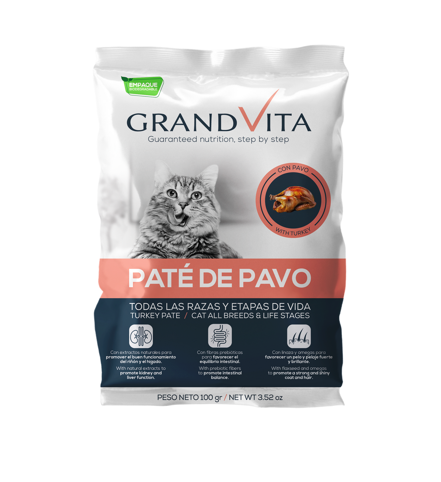Grand Vita Comida Húmeda Para Gato Paté Pavo 100 Gr