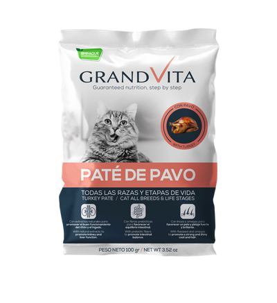 Grand Vita Comida Húmeda Para Gato Paté Pavo 100 Gr