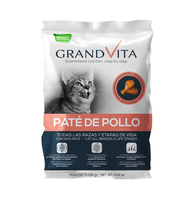 Grand Vita Comida Húmeda para Gato Paté Pollo 100 Gr