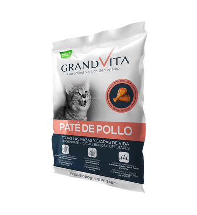 Grand Vita Comida Húmeda para Gato Paté Pollo 100 Gr
