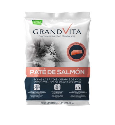 Grand Vita Comida Húmeda para Gato Paté Salmón 100 Gr