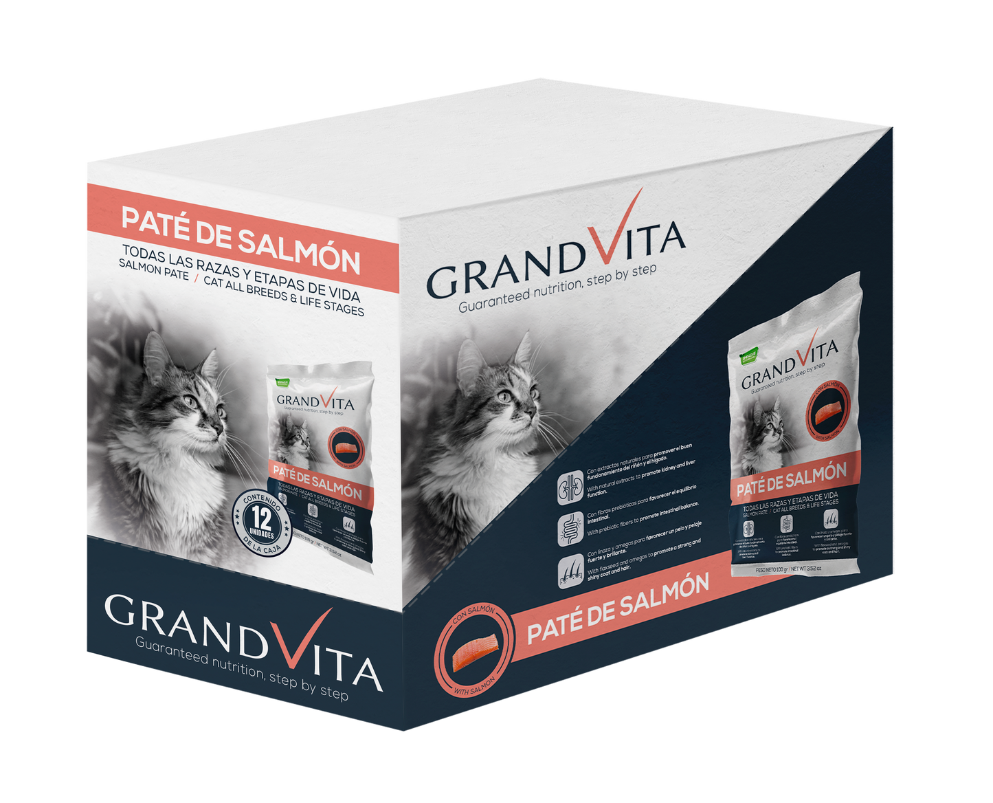 Grand Vita Comida Húmeda para Gato Paté Salmón 100 Gr