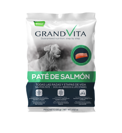 Grand Vita Comida Húmeda para Perro Paté Salmón 100 Gr
