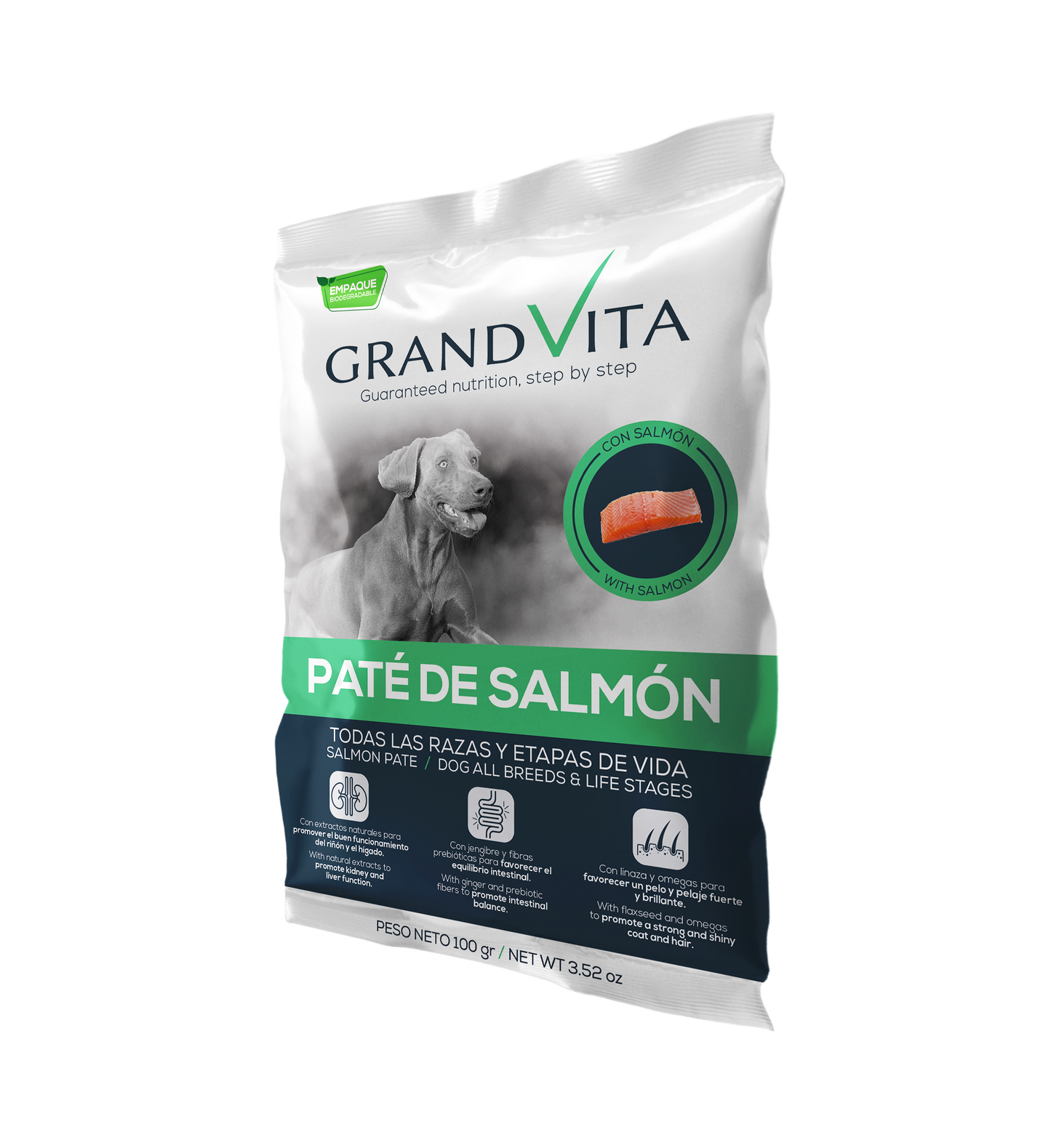 Grand Vita Comida Húmeda para Perro Paté Salmón 100 Gr