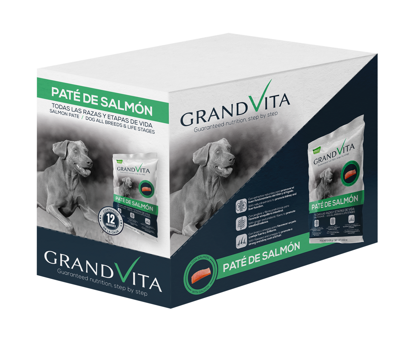 Grand Vita Comida Húmeda para Perro Paté Salmón 100 Gr