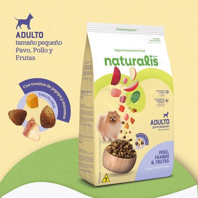 Naturalis Comida para Perro Adulto Raza Pequeña Pollo, Pavo y Frutas