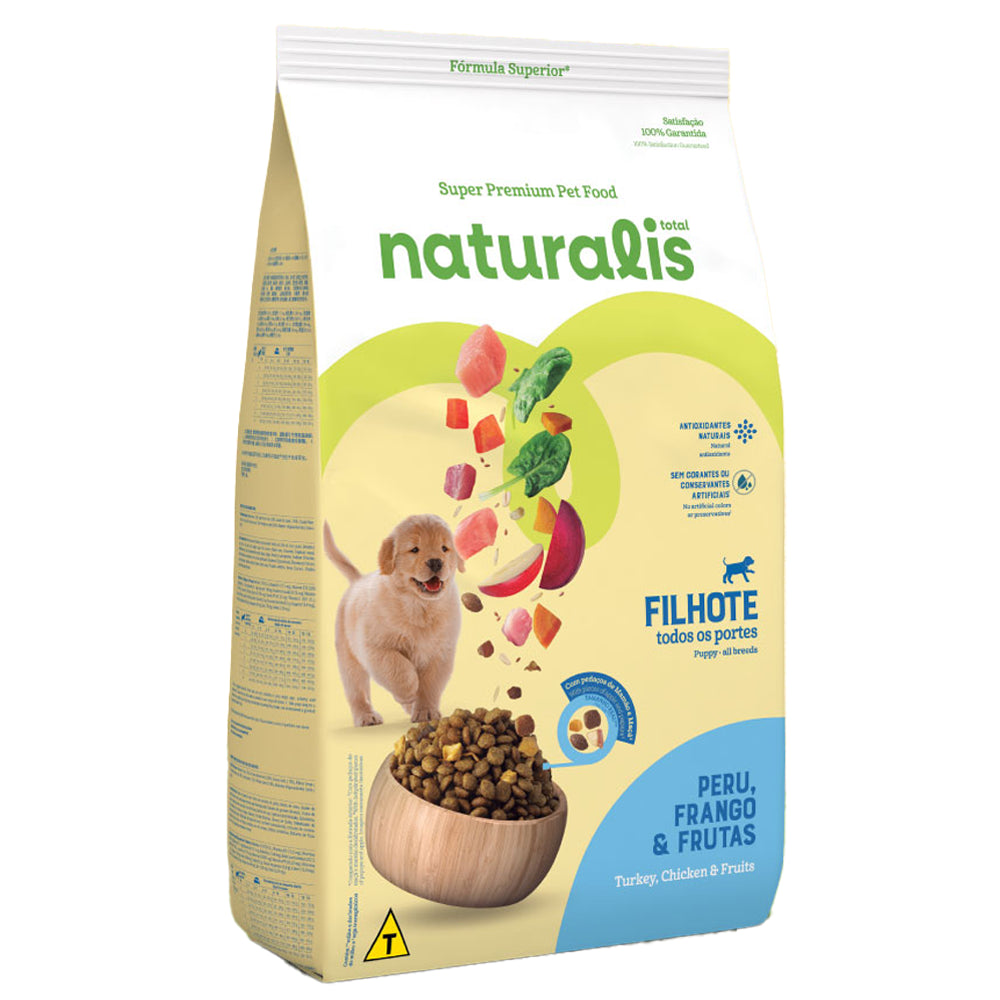 Naturalis Comida para Perro Cachorro Raza Mediana Grande Pollo, Pavo y Frutas