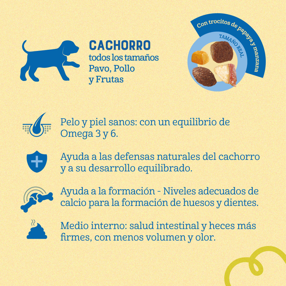 Naturalis Comida para Perro Cachorro Raza Mediana Grande Pollo, Pavo y Frutas