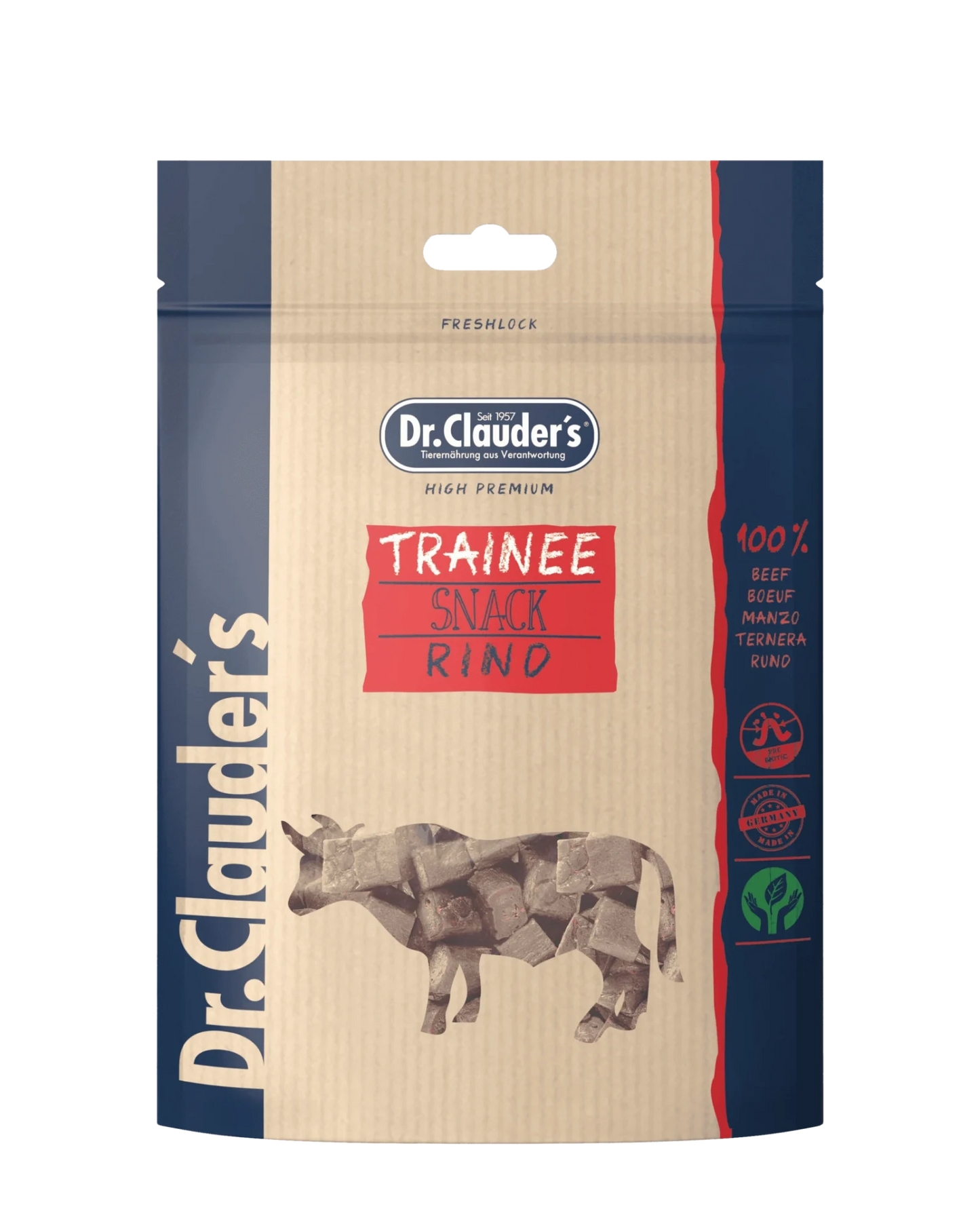 Bolsa de snacks de entrenamiento para perros y gatos Dr. Clauder's - Ternera 80g