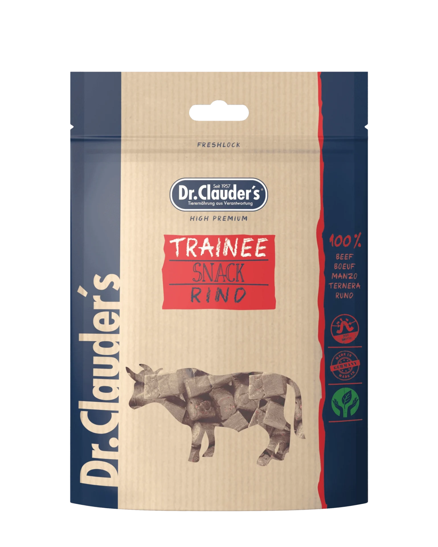 Bolsa de snacks de entrenamiento para perros y gatos Dr. Clauder's - Ternera 80g