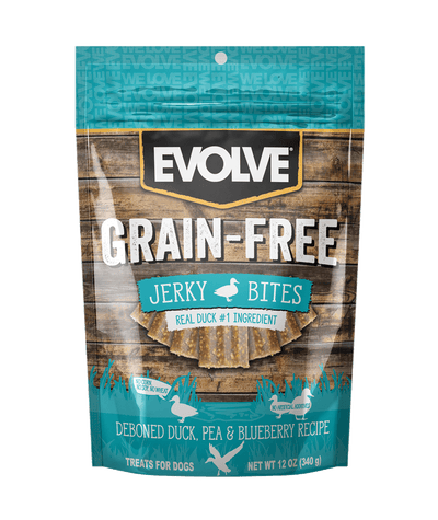 Evolve Grain-Free Snack para Perros Jerky Pato