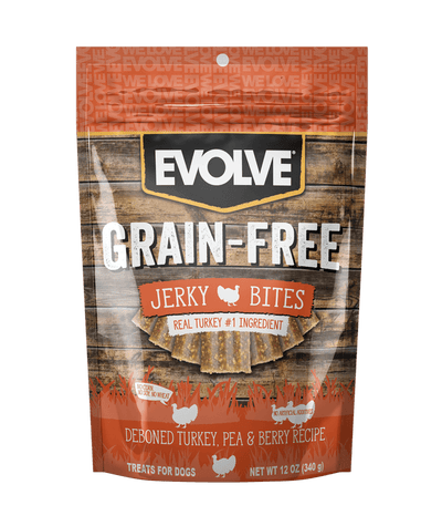 Evolve Grain-Free Snack para Perros Jerky Pavo