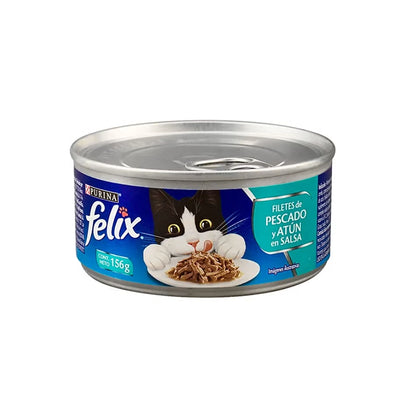 Purina® Felix® Comida Húmeda para Gatos Filetes de Pescado y Atún en Salsa x 156 gr