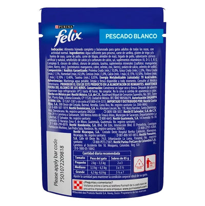 Purina® Felix® Comida Húmeda para Gatos Pescado Blanco x 85 gr
