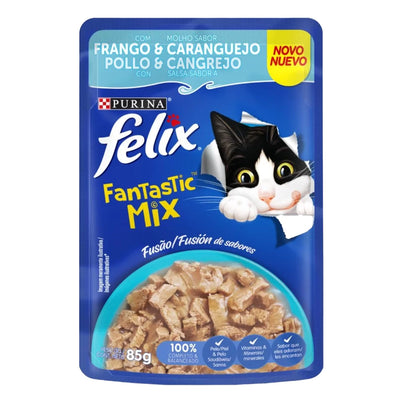 Purina® Felix® Comida Húmeda para Gatos Fantastic Mix Pollo Cangrejo x 85 gr