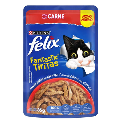Purina® Felix® Comida Húmeda para Gatos Fantastic Mix Tiritas de Carne x 85 gr