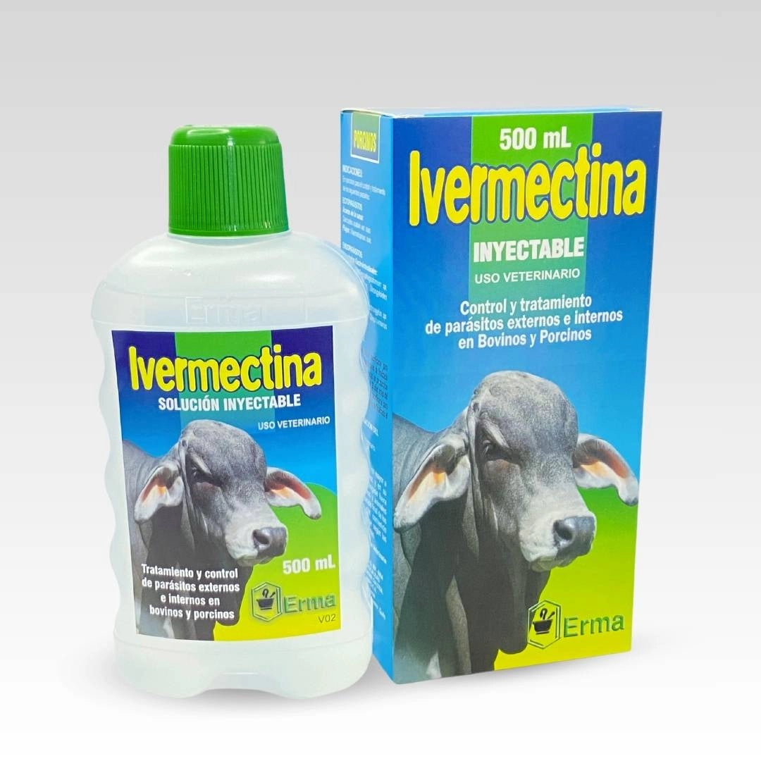 Ivermectina 1% Erma - Solución Inyectable Subcutánea para Control de Parásitos en Bovinos y Porcinos