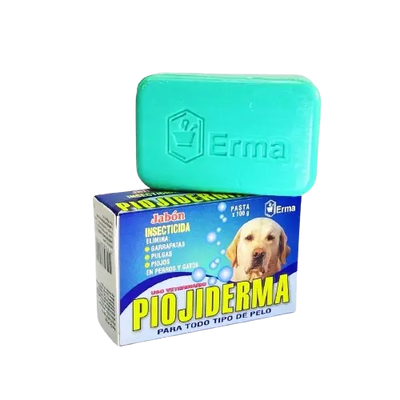 Jabón Piojiderma para tratamiento antiparasitario en perros y gatos