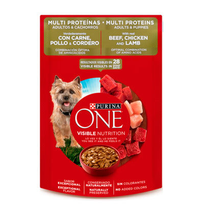 Purina® One® Comida Húmeda para Perros Adultos y Cachorros Multiproteína x 85 gr