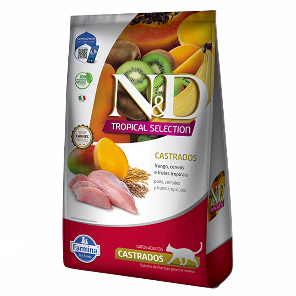 N&D TROPICAL SELECTION Comida para Gatos Adultos Castrados Sabor a Pollo y Frutas