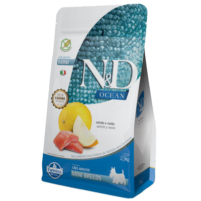 N&D OCEAN Comida para Perros Adultos Raza Mini Sabor a Salmón x 2,5 kg