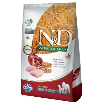 N&D ANCESTRAL Comida para Perros Senior Razas Medianas y Grandes Sabor a Pollo x 10,1 kg