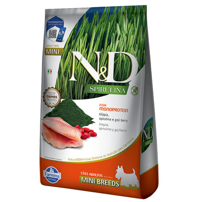 N&D SPIRULINA Comida para Perro Adulto Razas Mini Sabor a Tilapia x 2 kg