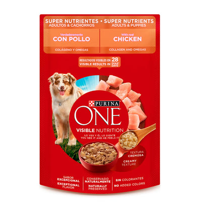 Purina® One® Comida Húmeda para Perros Adultos y Cachorros Super Nutrientes Pollo x 85 gr