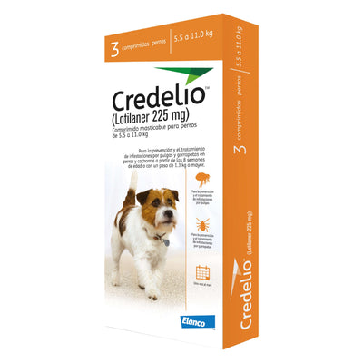 Comprimidos masticables Credelio para perros de 5.5 a 11 kg.