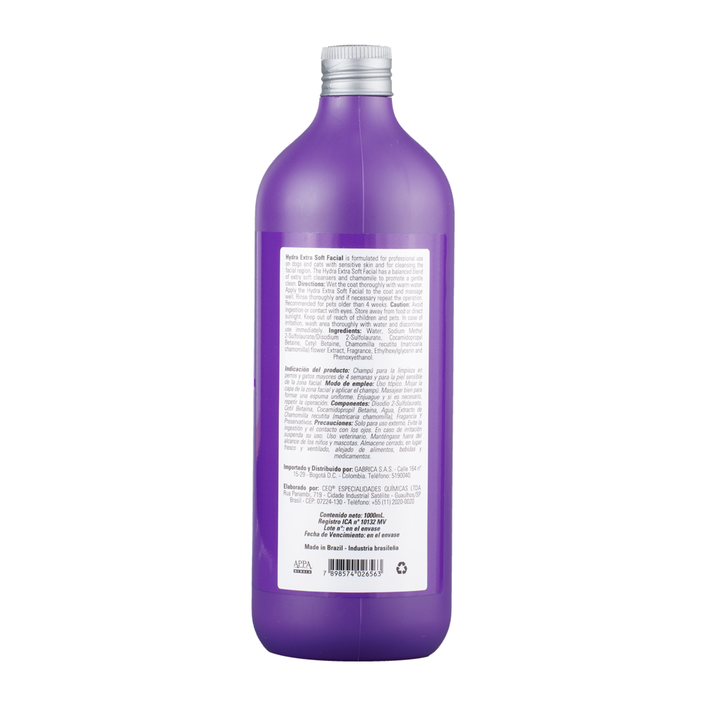 Shampoo Para Mascotas Hydra Extra Soft Facial x 1000 ml