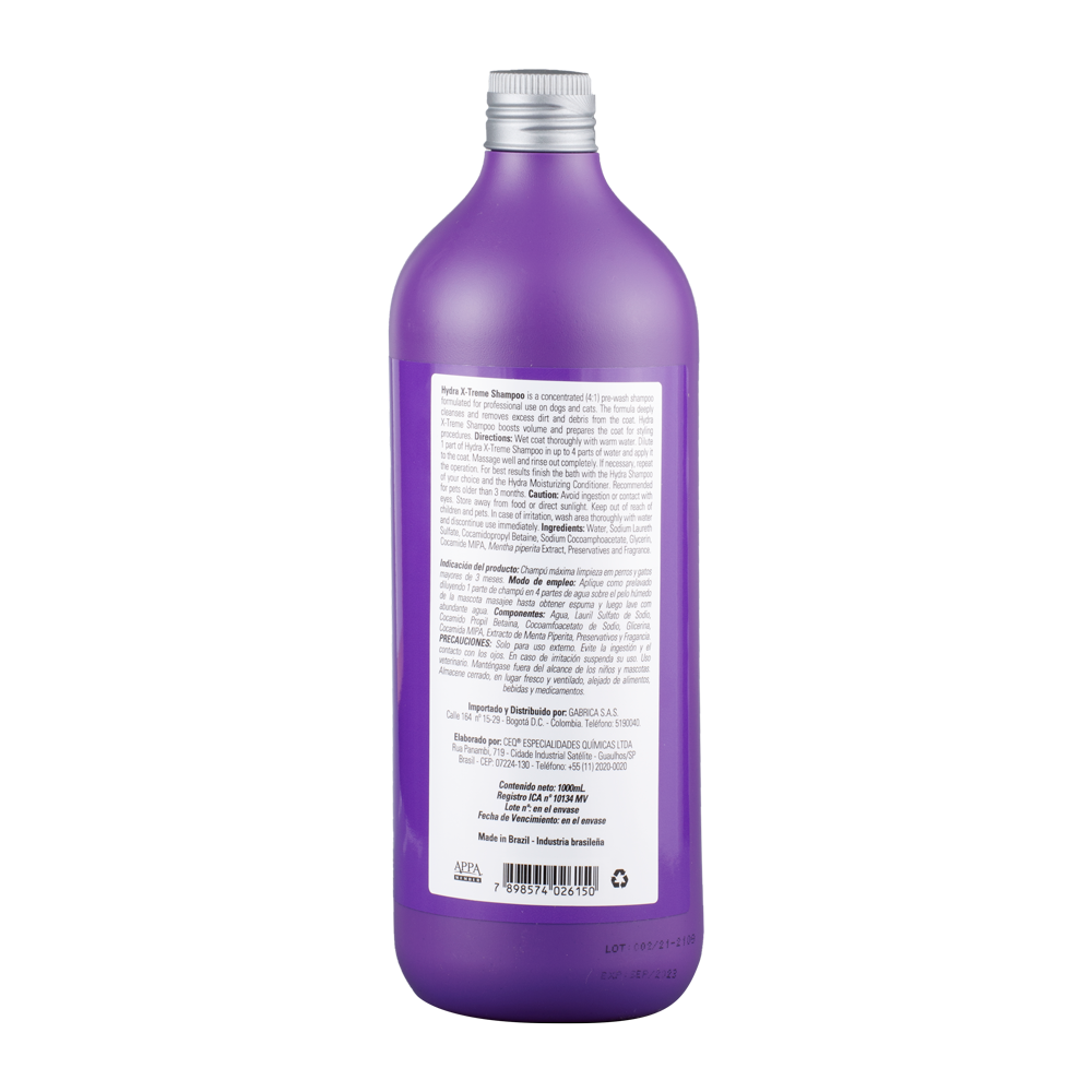 Shampoo Para Mascotas Hydra Xtreme x 1000 ml
