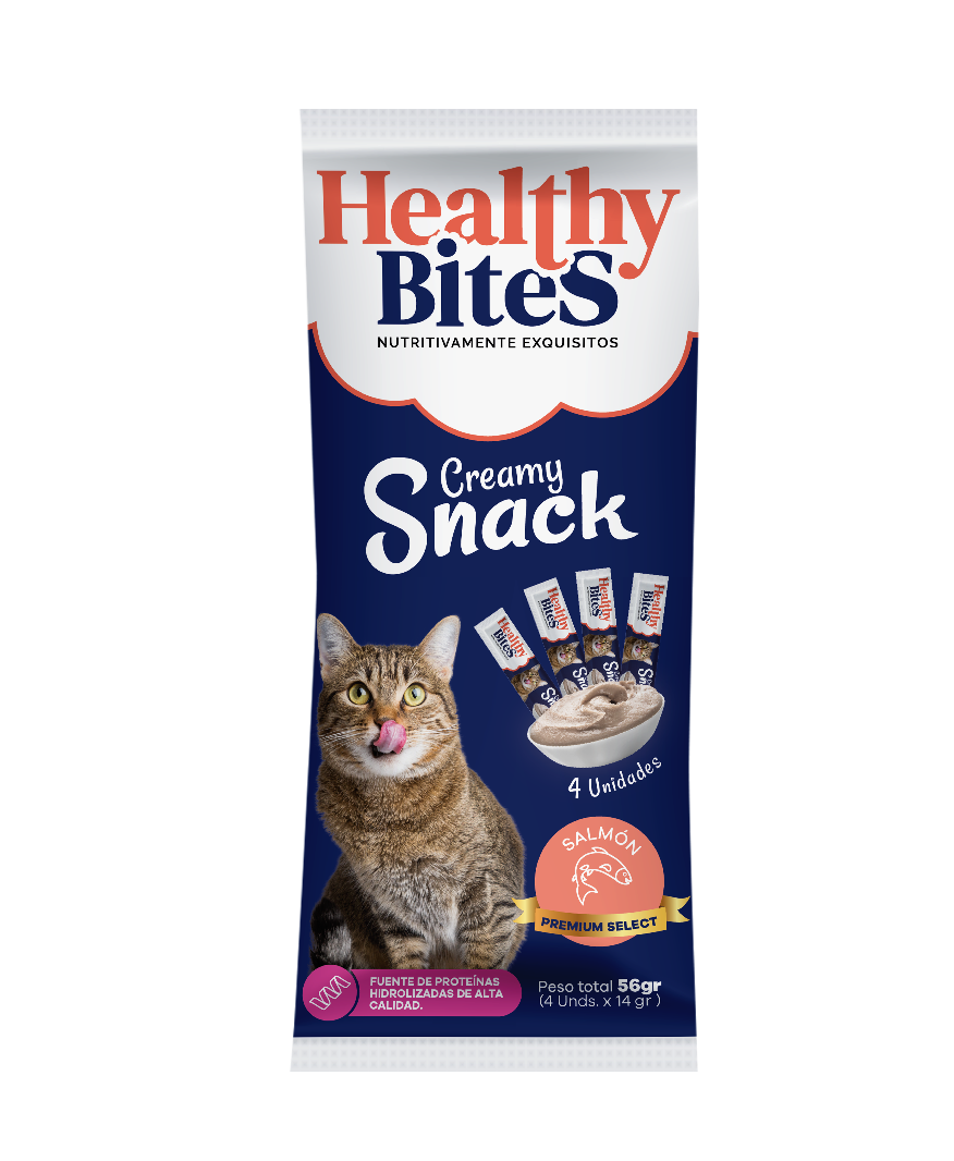Healthy Bites Snack Cremoso para Gato sabor Salmón x 4 u 56 gr
