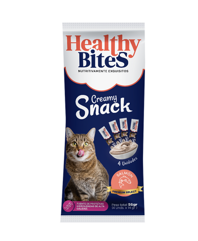 Healthy Bites Snack Cremoso para Gato sabor Salmón x 4 u 56 gr