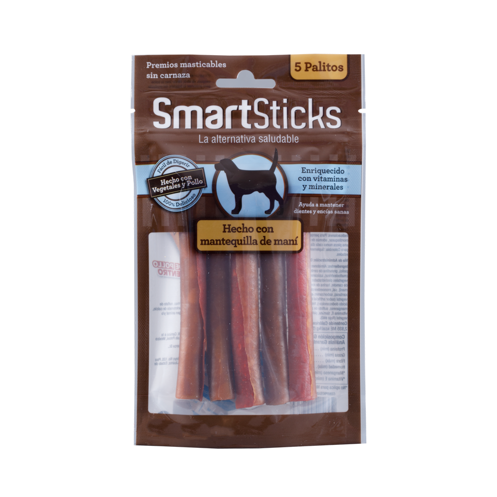 Smartbones Snack para Perro Smartsticks Mantequilla de Maní x 5 u