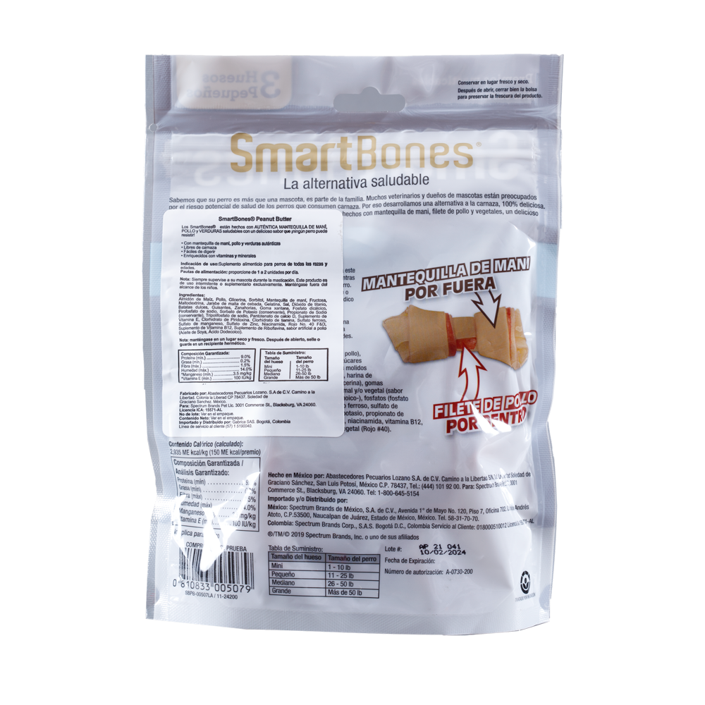 Smartbones Snack Para Perros Pequeños Mantequilla de Mani x 3 u