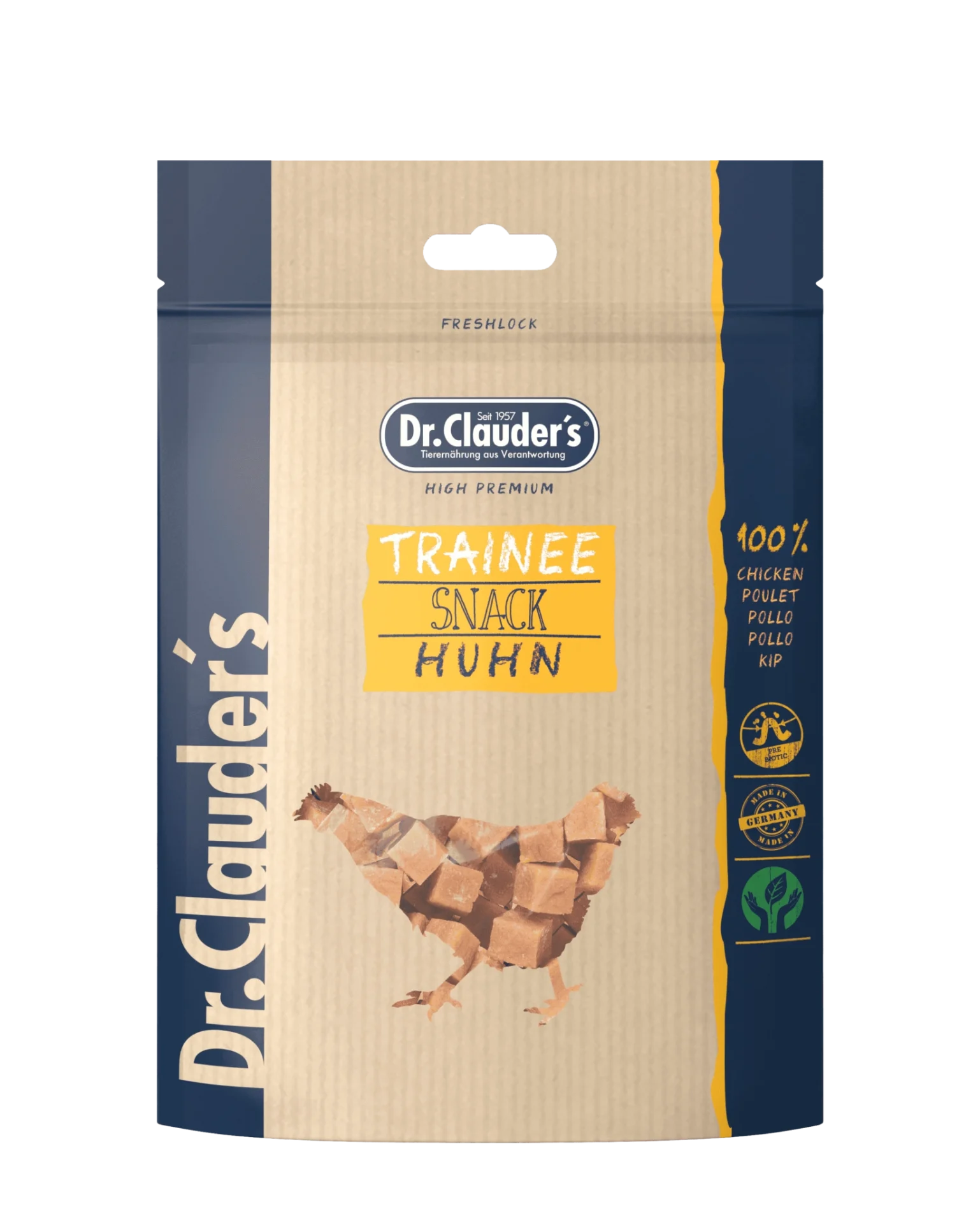 Bolsa de snacks de entrenamiento para perros y gatos Dr. Clauder's - Pollo 80gr