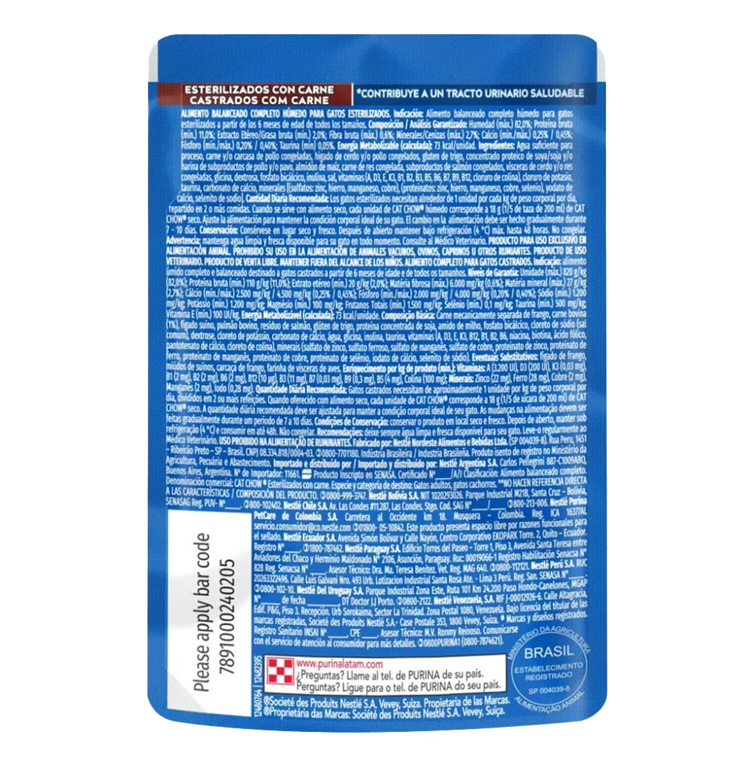 Purina® Cat Chow® Comida Húmeda para Gatos Adulto Esterilizados x 85 gr