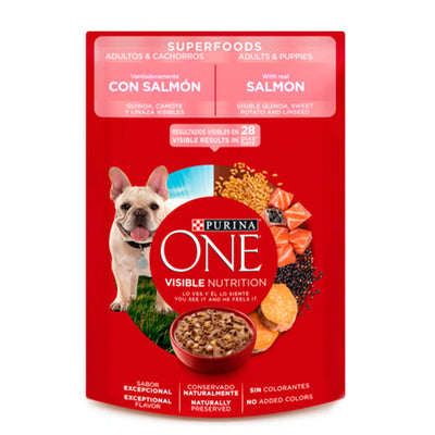 Purina® One® Comida Húmeda para Perros Superfoods Salmón Adultos y Cachorros x 85 gr